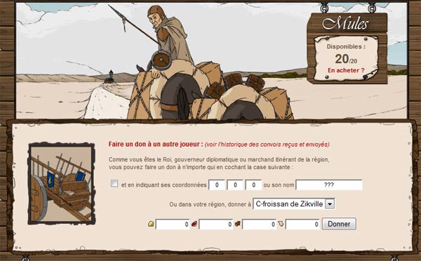 Captures d'écran de Medieval War, jeu de stratégie en ligne.